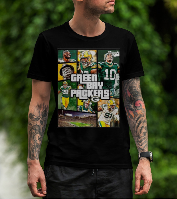 Green Bay Packers Players Collage Grand Theft Auto T-Shirt