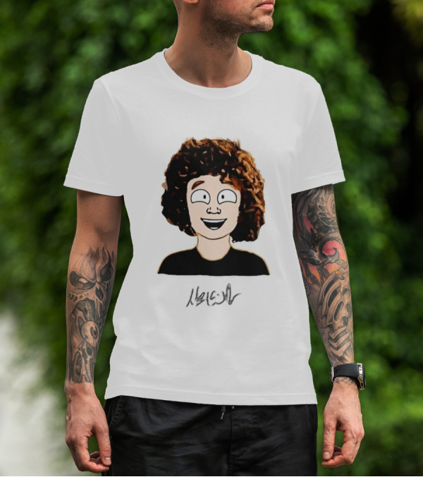 Nelson Neumann Cartoon Signature Smiling Curly-Haired Character T-Shirt