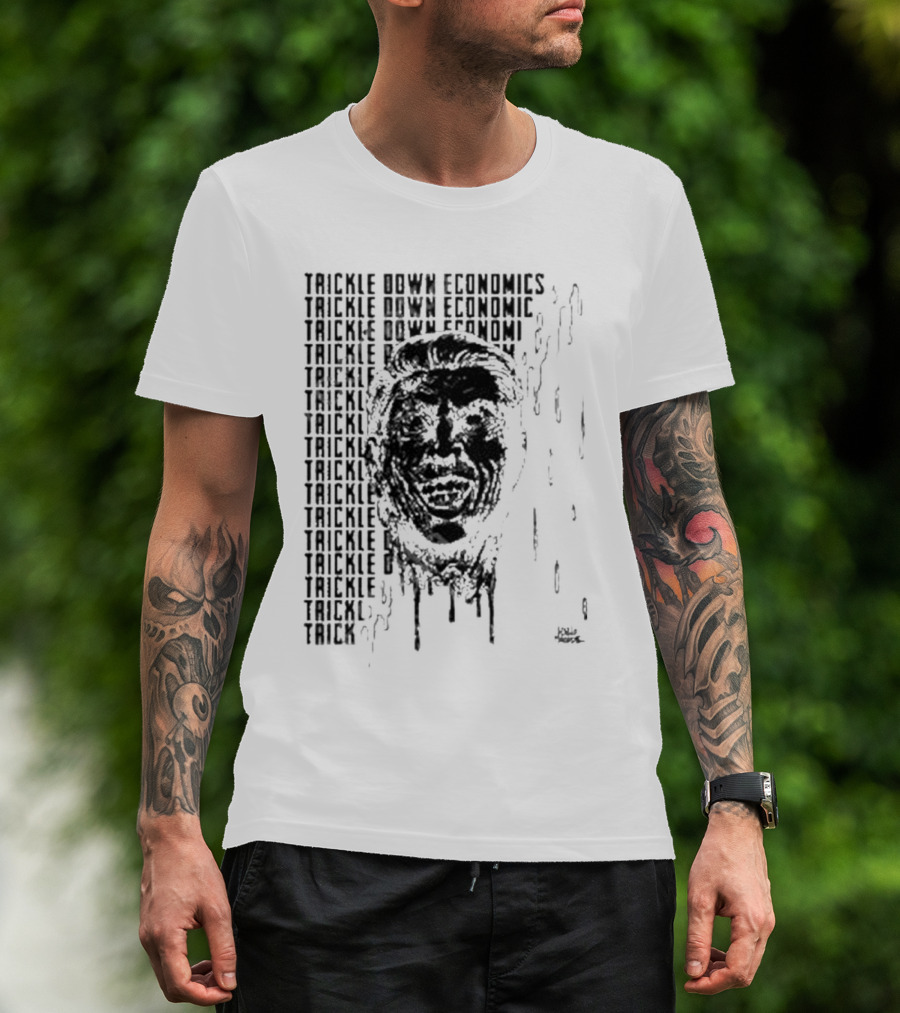 Punkwithacamera Trickle Down Economics Repeated Typography Dripping Face T-Shirt