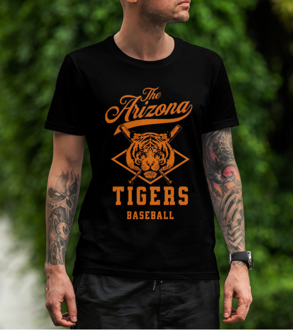 The Arizona Tigers Baseball Team Logo With Crossed Bats And Tiger Head T-Shirt