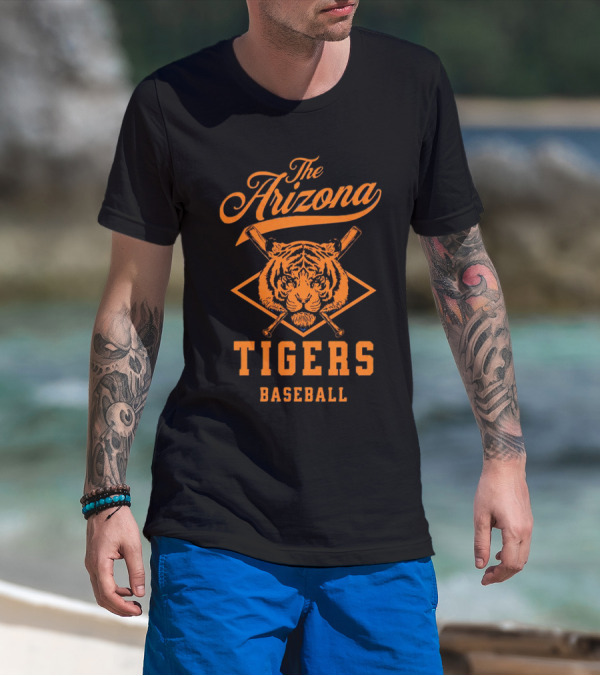 The Arizona Tigers Baseball Team Logo With Crossed Bats And Tiger Head T-Shirt