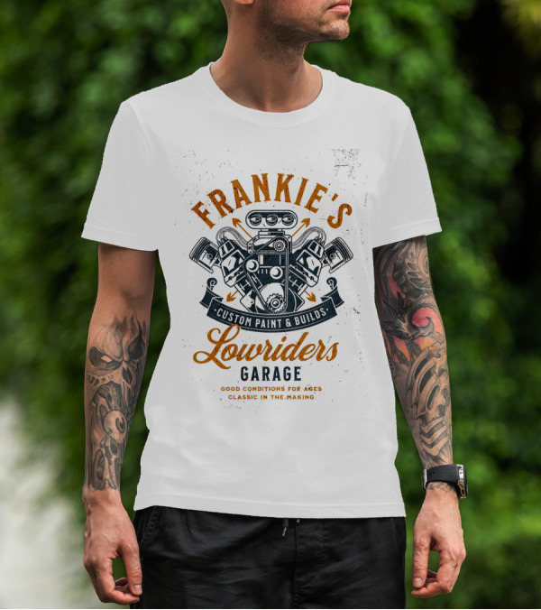 Frankie's Cutmil's Lowriders Garage Good Conditions For A Classic In The Making T-Shirt