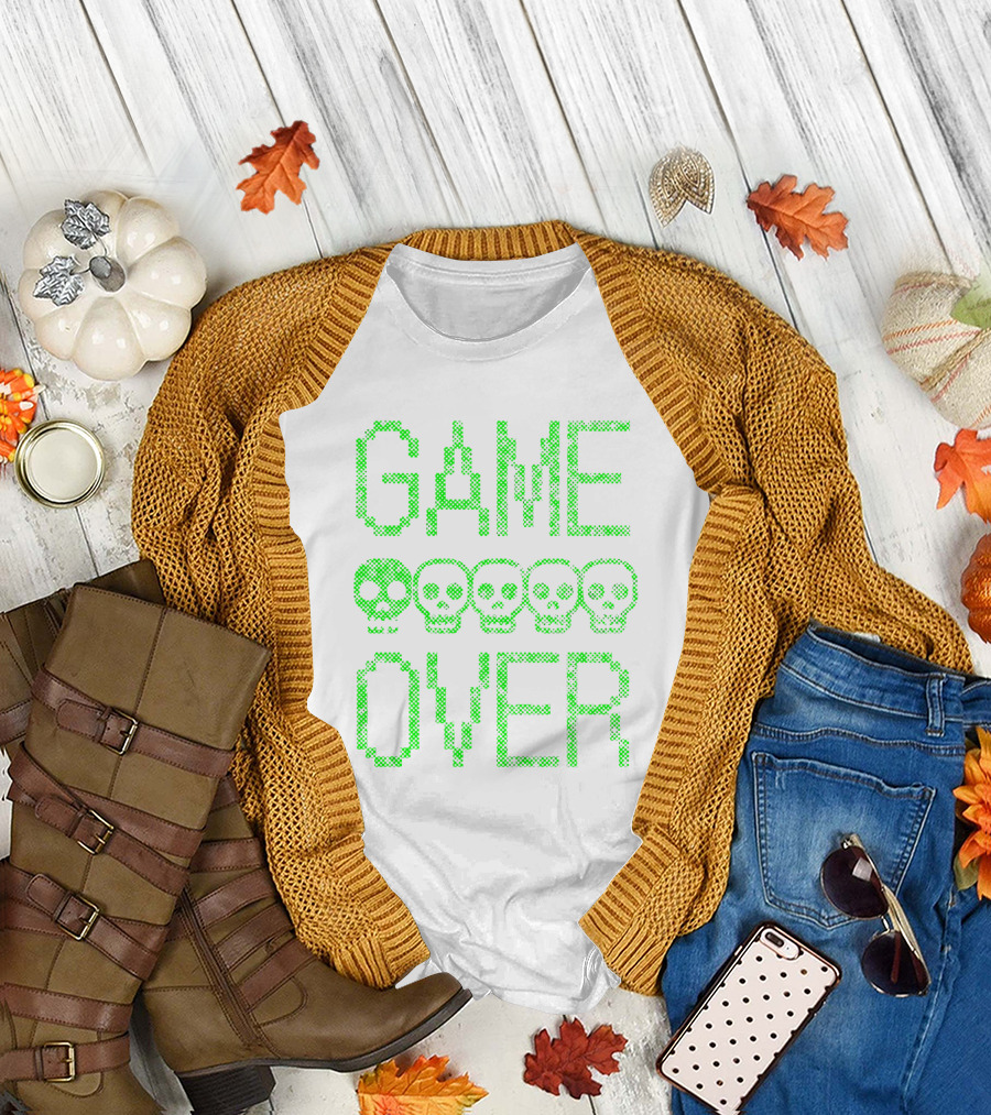 GAME OVER Pixel Skull T-Shirt