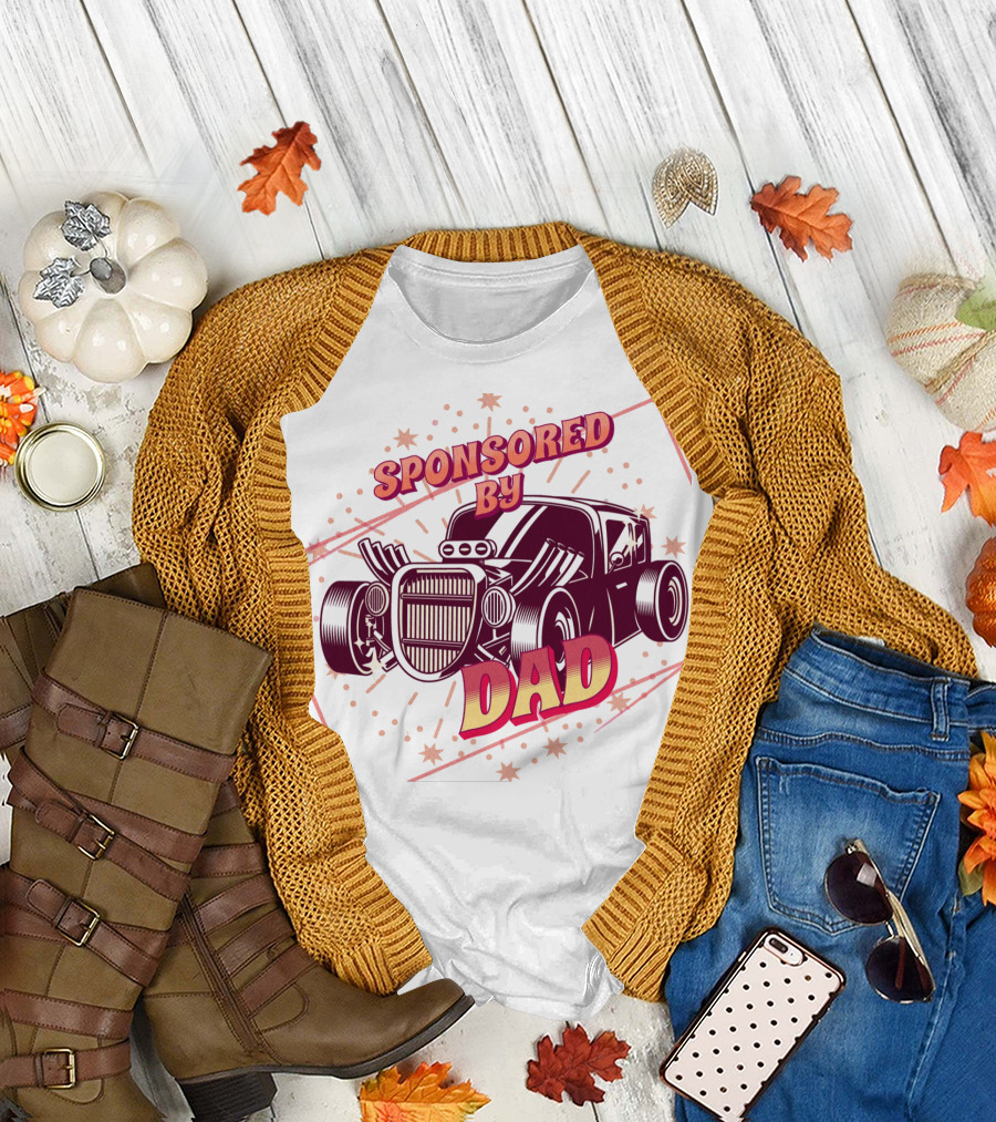 Sponsored by Dad Classic Hot Rod Retro Style Car T-Shirt