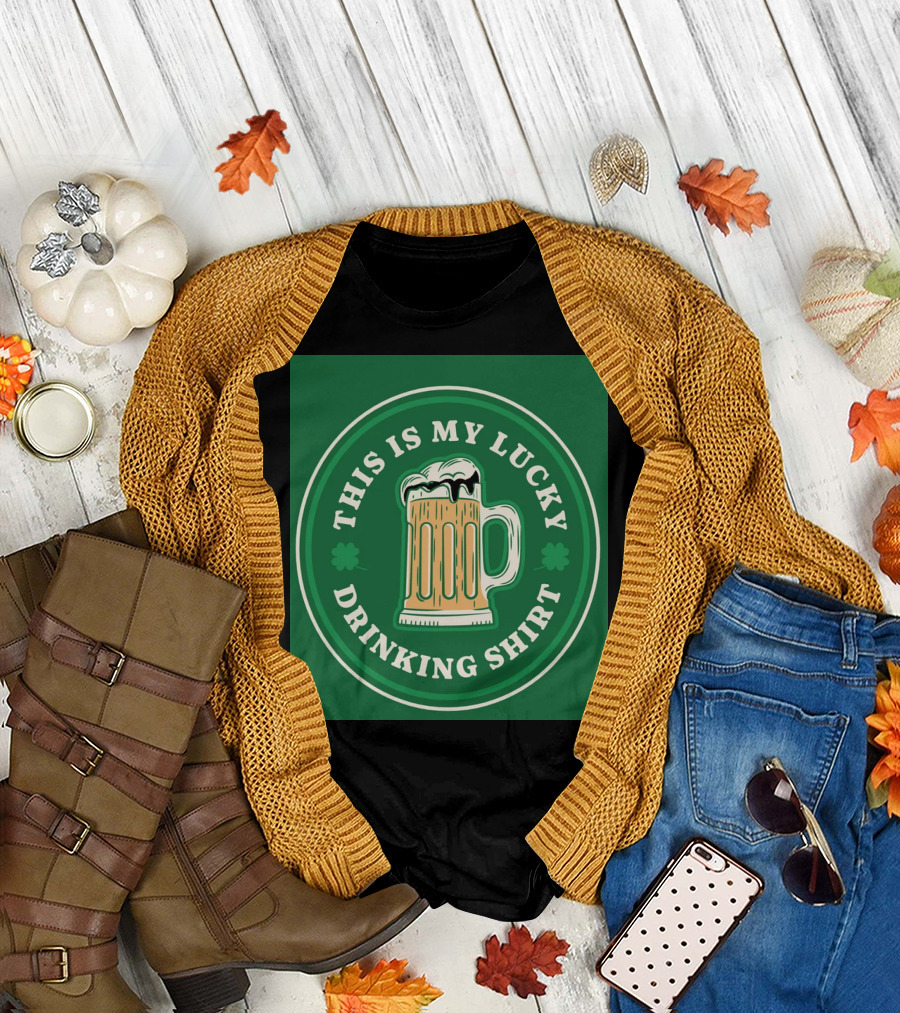 This Is My Lucky Drinking Shirt Beer Mug clover Green T-Shirt
