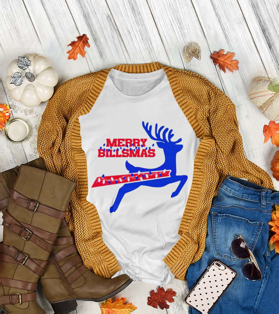 Merry Billsmas Reindeer Xmas Lights Buffalo T-Shirt