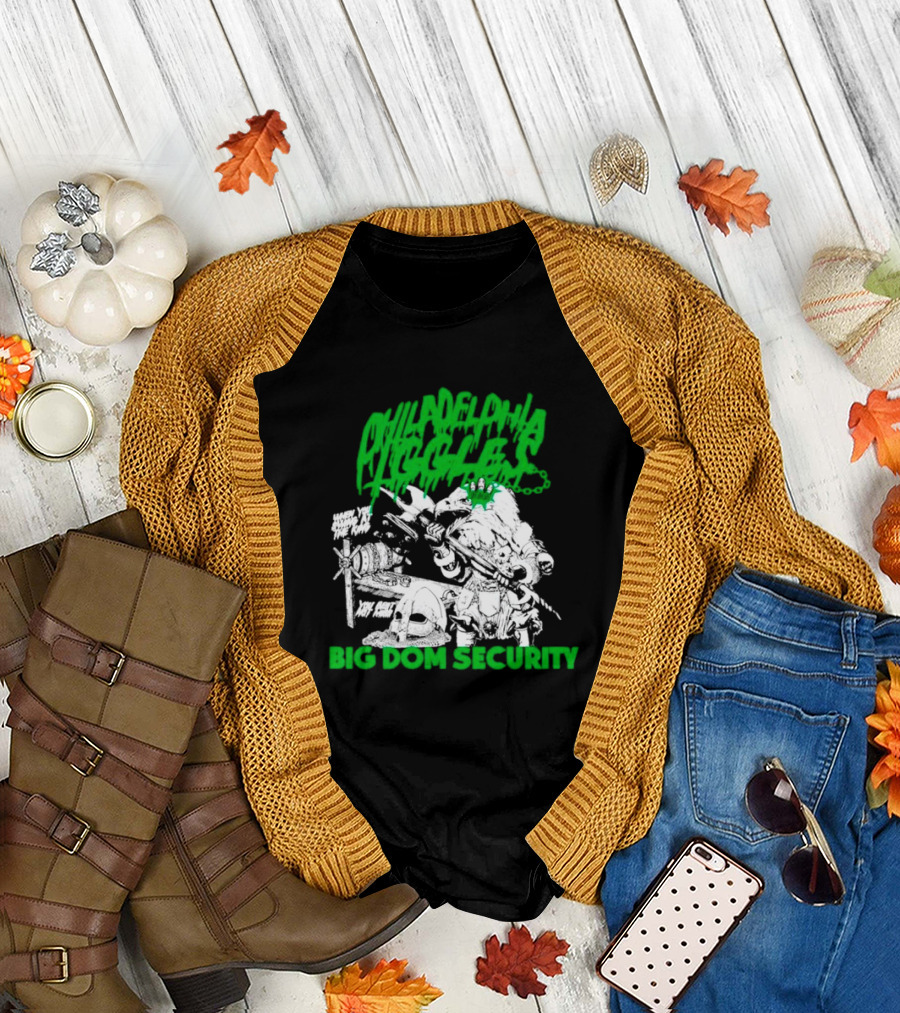 Philadelphia Iggles Big Dom Security Comic-Style Green T-Shirt