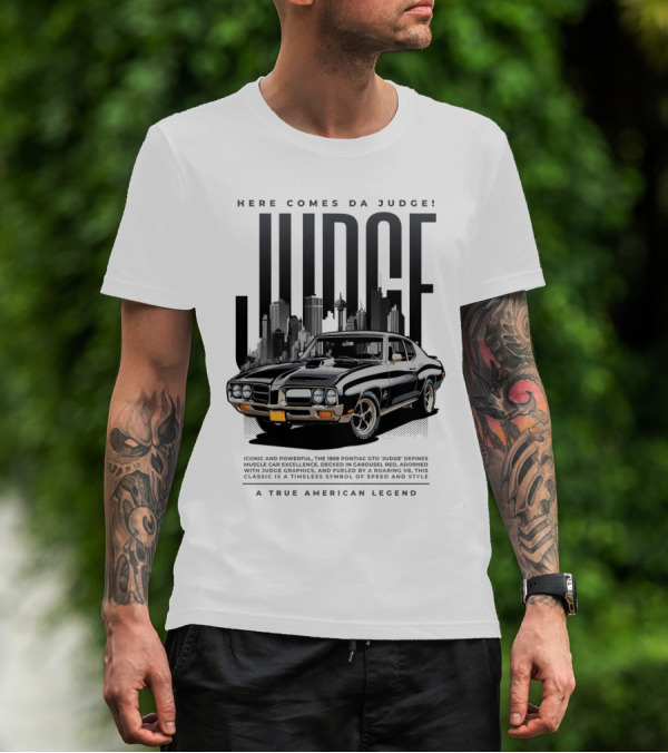 Pontiac Judge Muscle Car Iconic Roaring Classic City Skyline T-Shirt