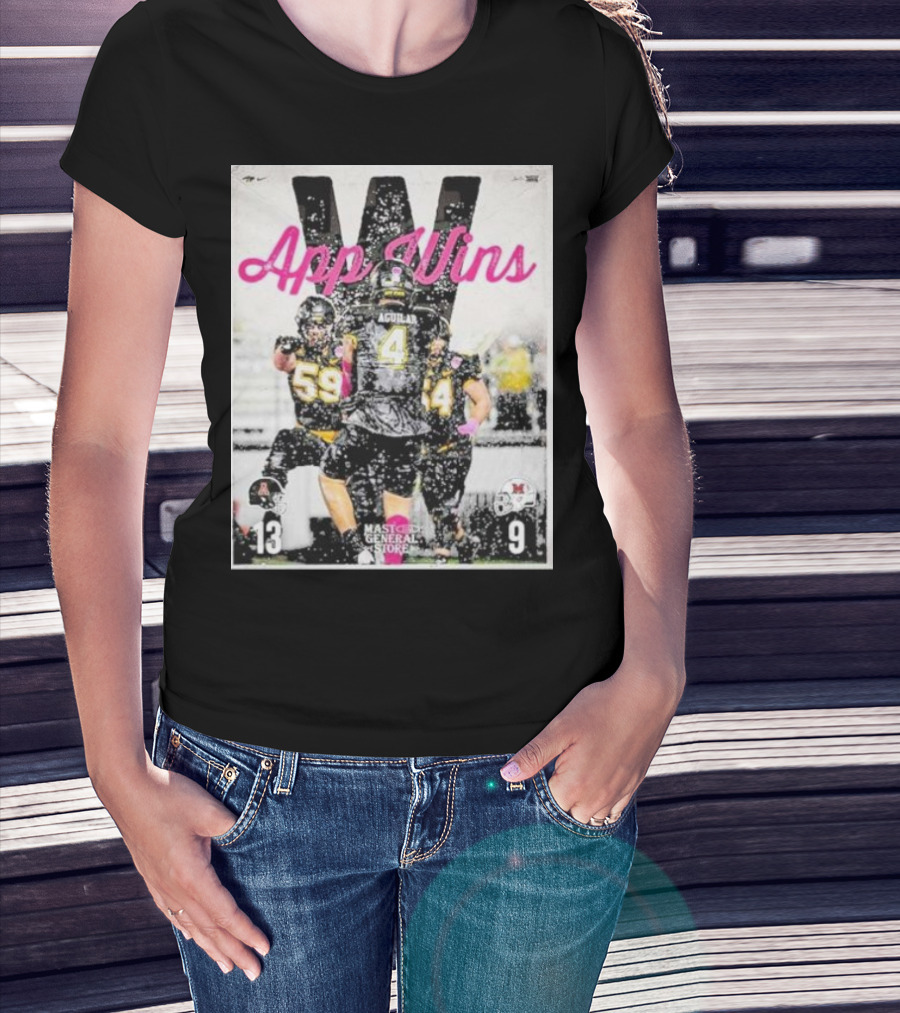 Appalachian State Mountaineers Football App Wins 13 9 Victory Celebration Football Players In Action T-Shirt