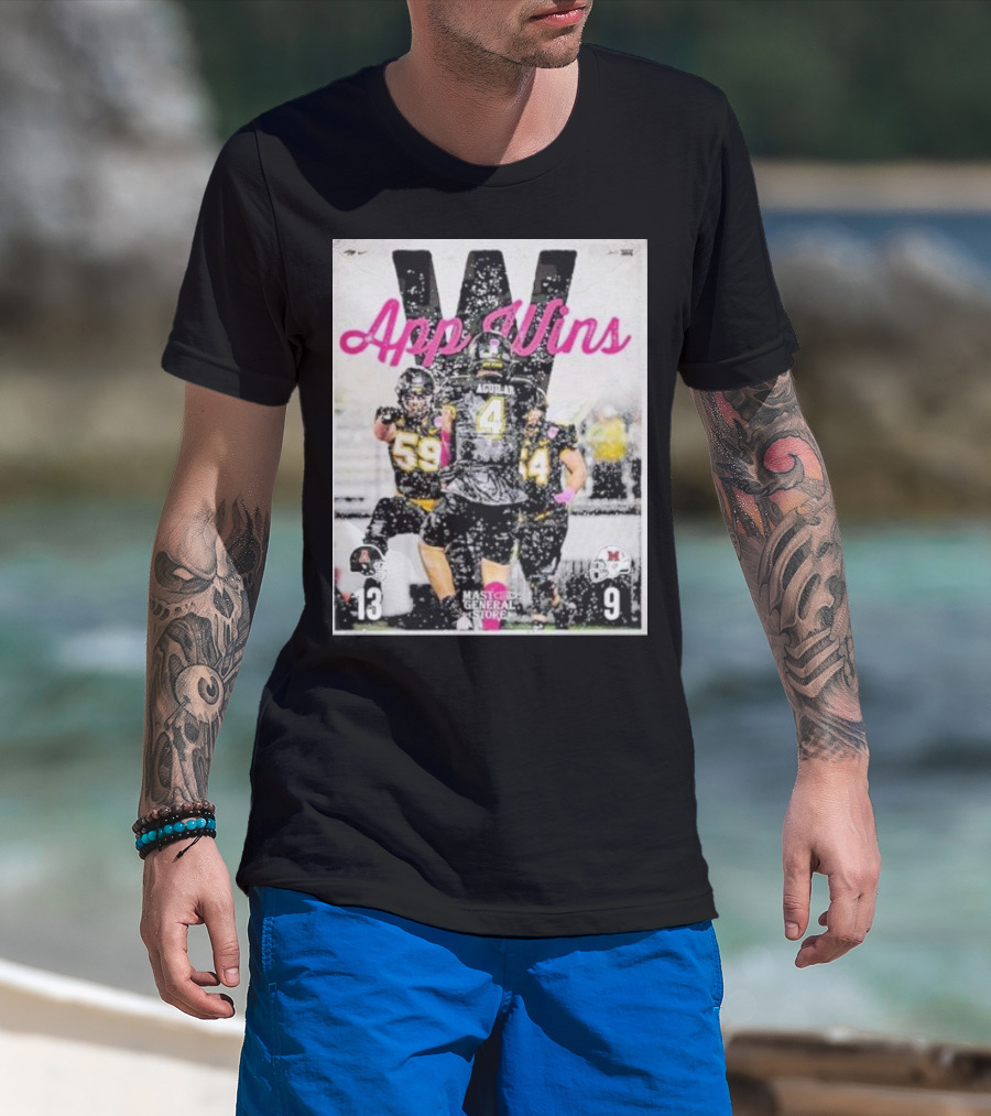 Appalachian State Mountaineers Football App Wins 13 9 Victory Celebration Football Players In Action T-Shirt