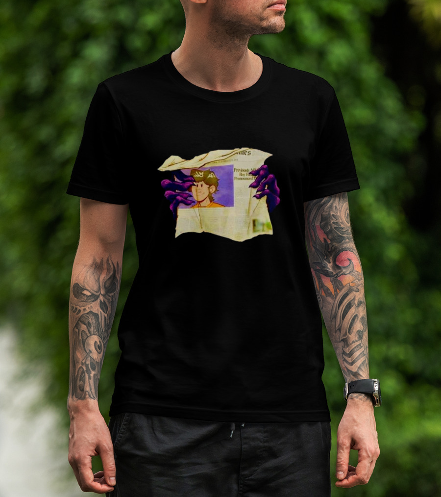 Graaavel’s Backstory Newspaper Cursed Hands Crowned Character T-Shirt