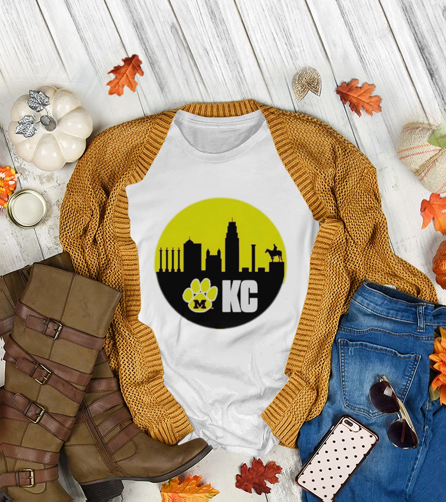 Missouri Tigers Mizzou Kansas City KC Skyline Paw T-Shirt