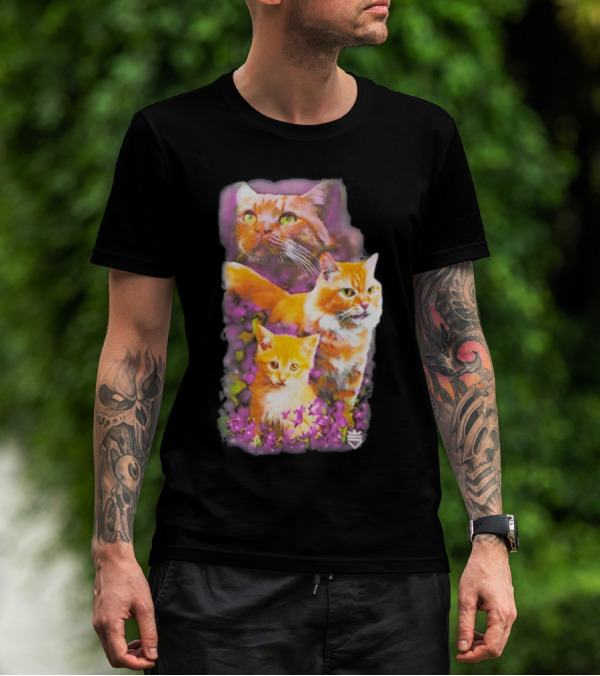 Opticgaming Scump Cat Trio Among Blossoms T-Shirt