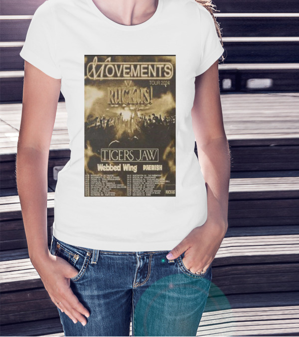 Movements 2024 Tour Ruckus Tigers Jaw Webbed Wing Pherish T-Shirt