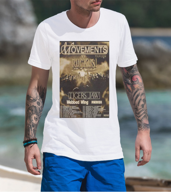 Movements 2024 Tour Ruckus Tigers Jaw Webbed Wing Pherish T-Shirt