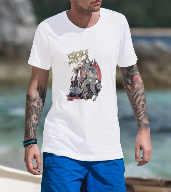 Evil Angel No Redeeming Value Demon Warrior With Wings And Skeletal Staff T-Shirt