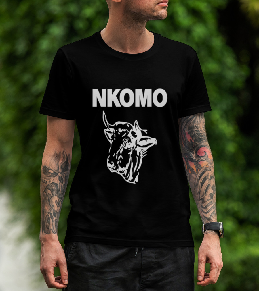 NKOMO Cow Illustration White Text T-Shirt
