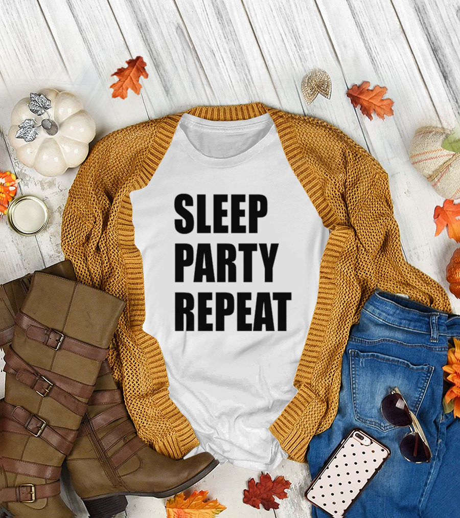 Sleep Party Repeat Slogan Black минималистичний дизайн T-Shirt