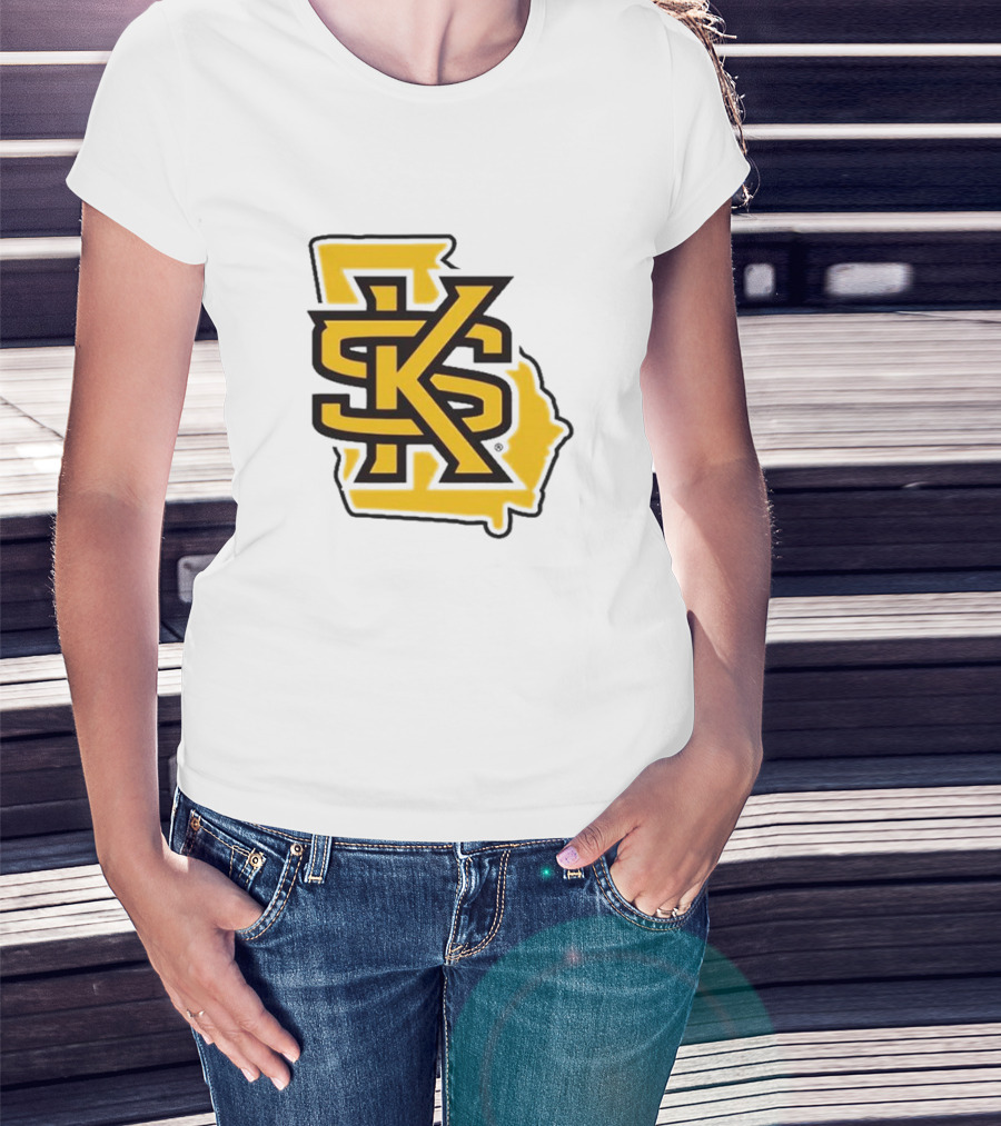 KSU Athletics Black And Gold Georgia Map T-Shirt