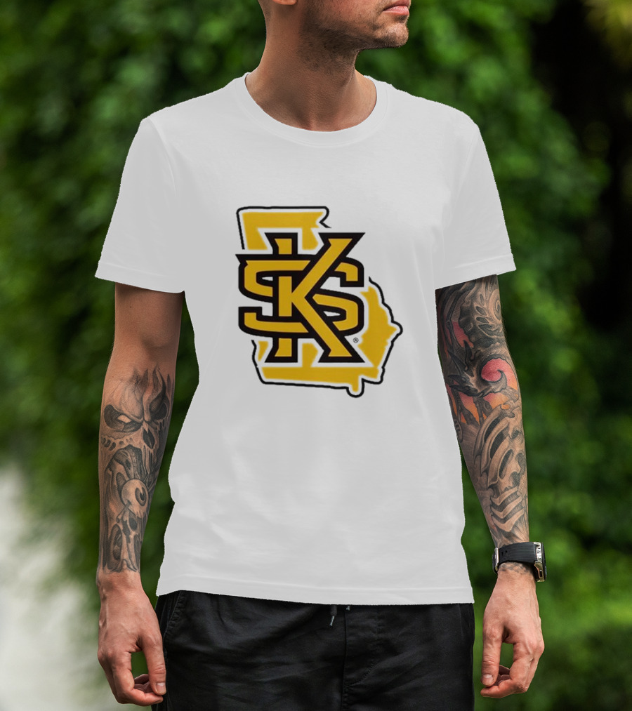 KSU Athletics Black And Gold Georgia Map T-Shirt