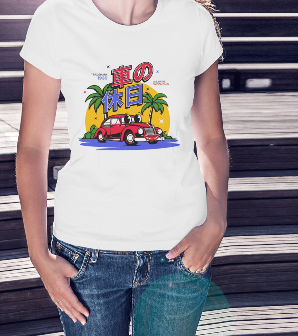 Trademark 1930 Car Holiday All Days Weekend Palm Trees T-Shirt