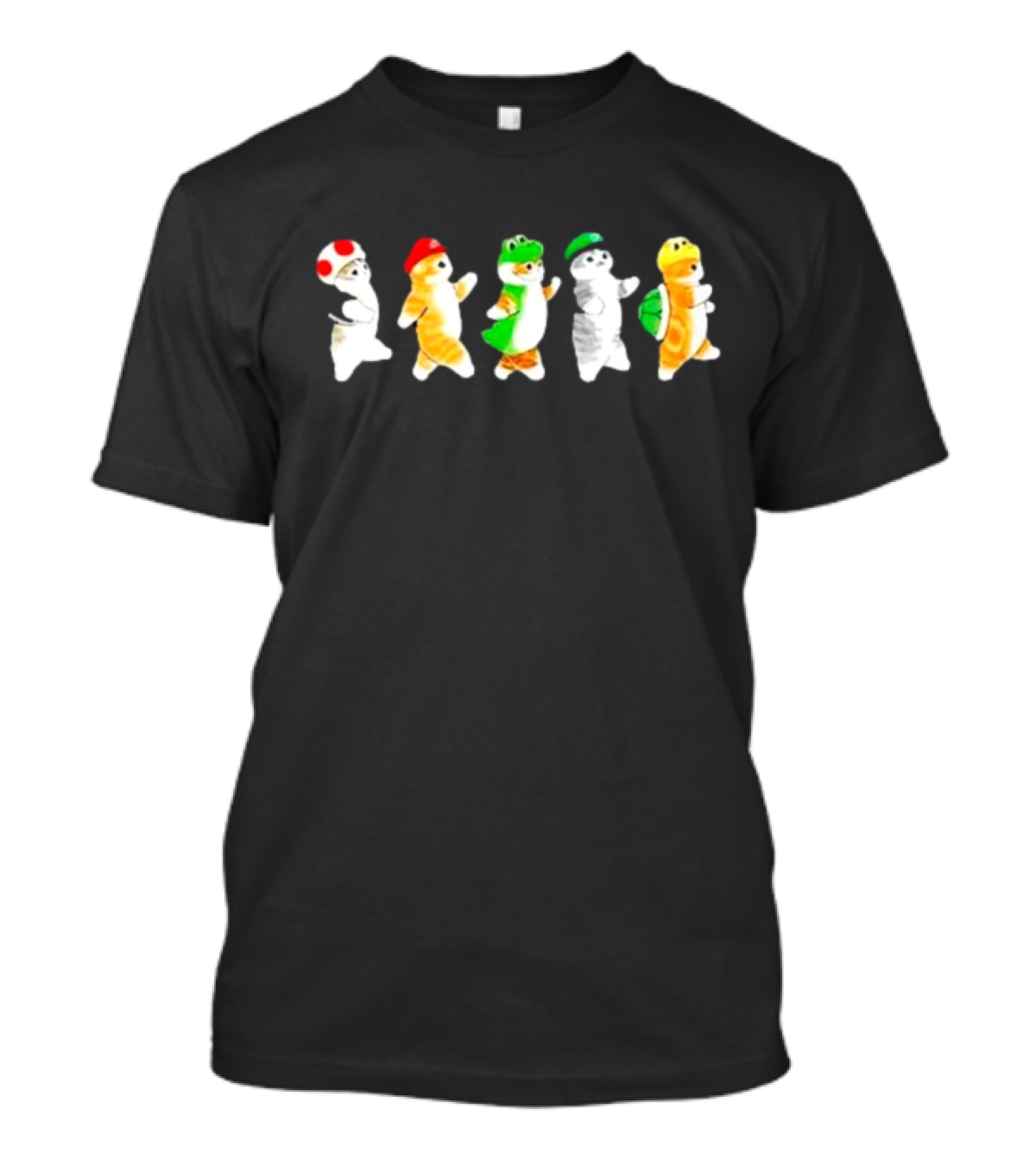 Cat Super Mario Toad Yoshi Luigi Bowser Icons T-Shirt
