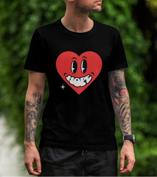 Hope Heart With Cartoon Eyes And Sparkle T-Shirt
