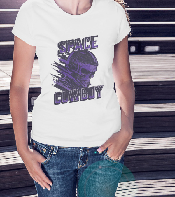Space Cowboy Skull Helmet Cosmic Adventure T-Shirt