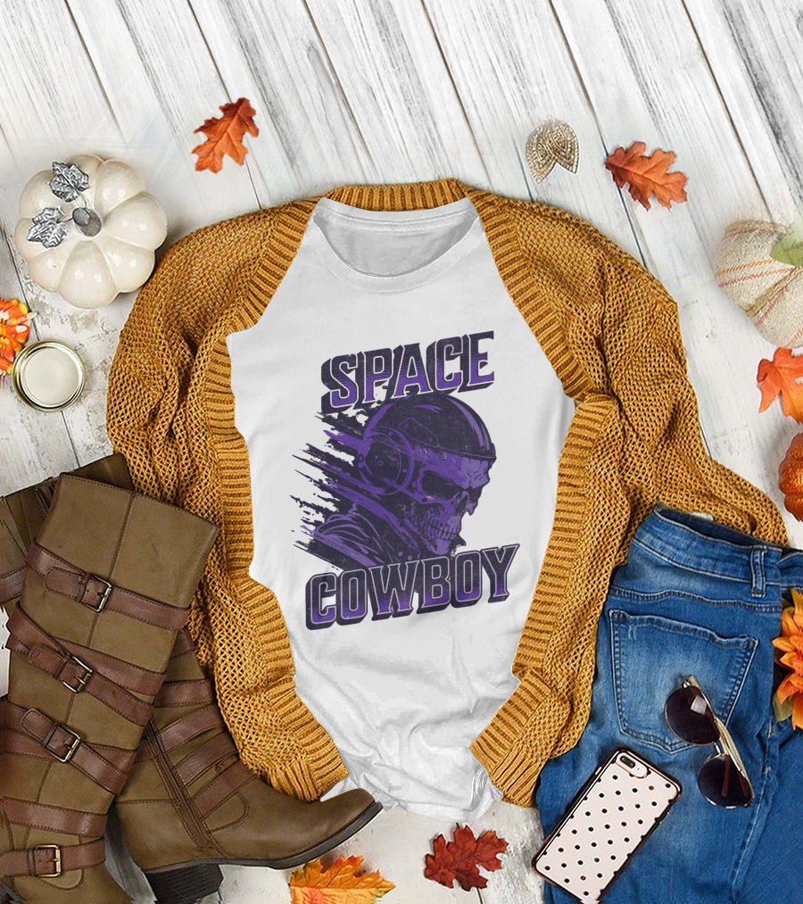 Space Cowboy Skull Helmet Cosmic Adventure T-Shirt