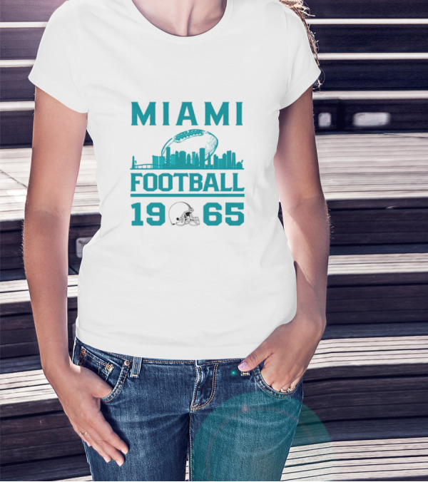 Miami Dolphins Football 1965 Skyline Miami Football 1965 T-Shirt