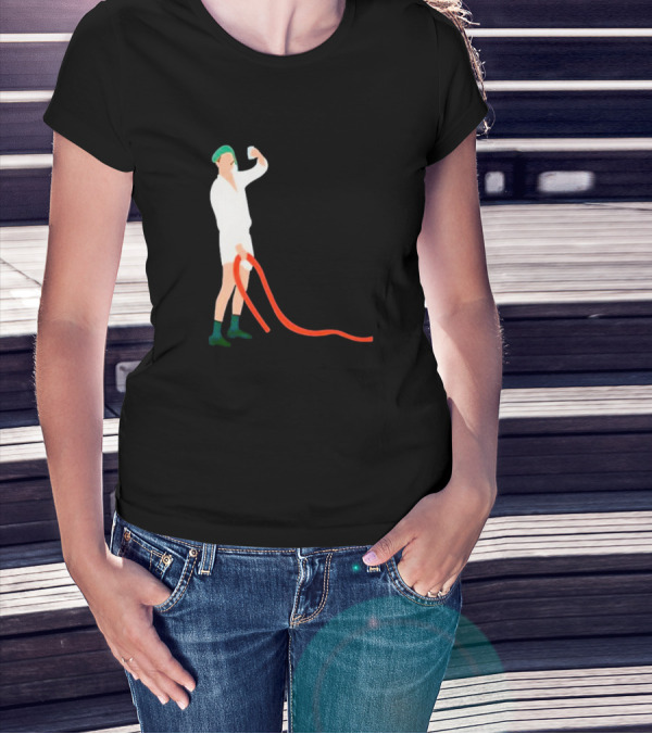Septic Engineer Drunk Holding Hose Cartoon With Green Hat And Boots T-Shirt