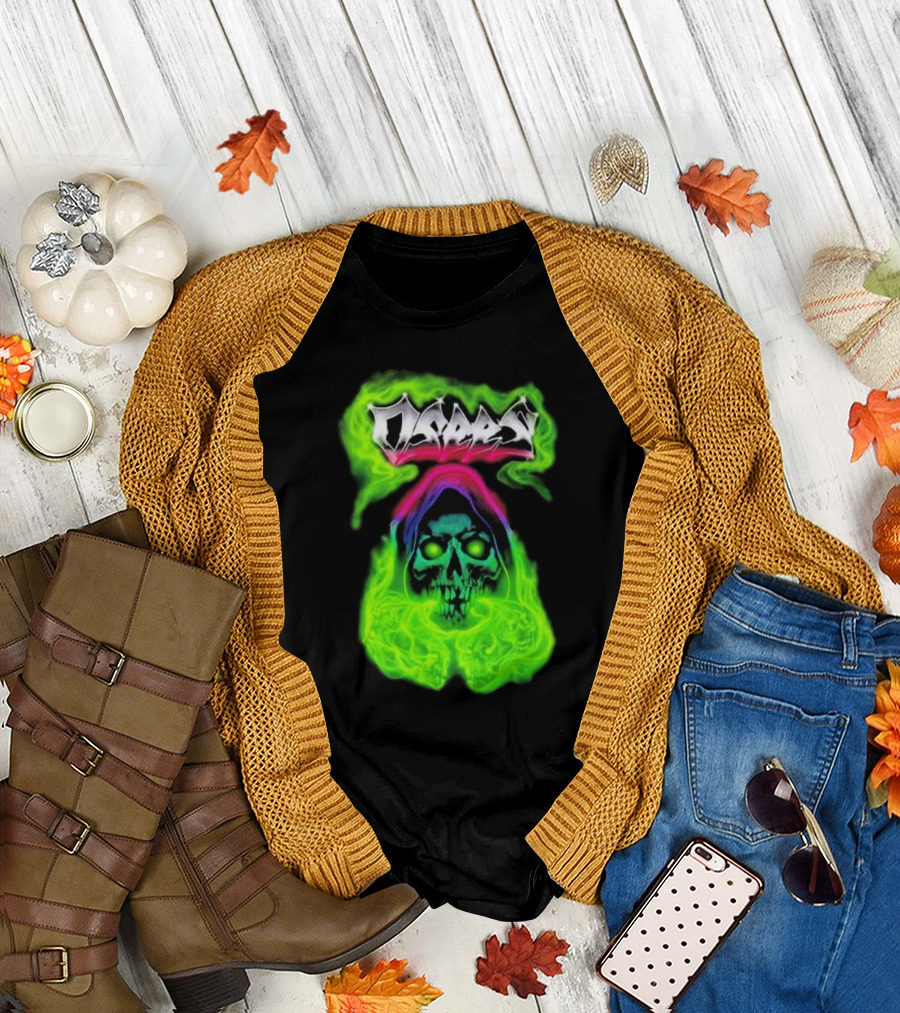 Osees Ghost Green Neon Skull Hoodie Collaboration T-Shirt