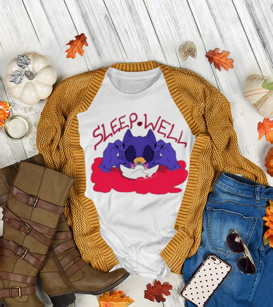 Sleep Well Monster Cartoon Creature Holding Tiny Figure T-Shirt