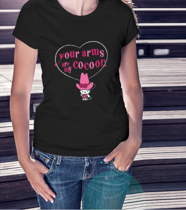 Your Arms Are My Cocoon Hello Kitty Cowboy Hat Heart Rope T-Shirt