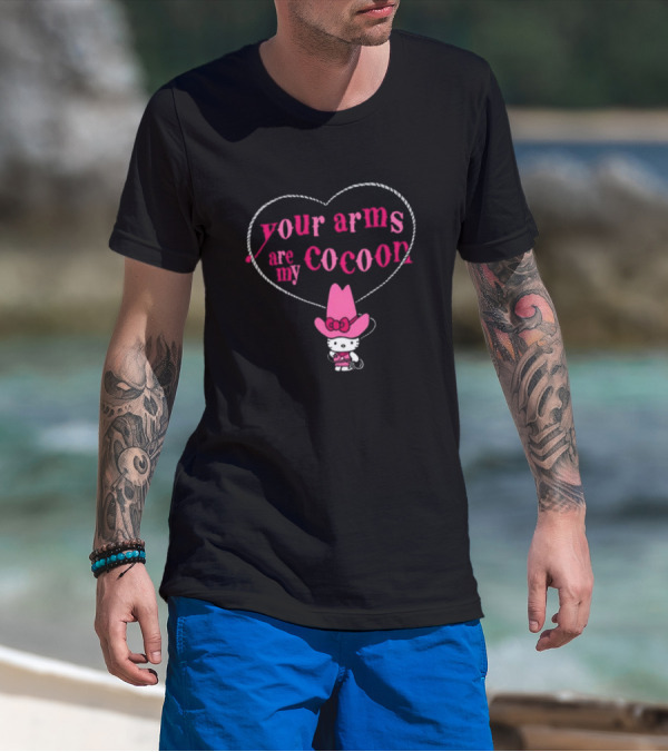 Your Arms Are My Cocoon Hello Kitty Cowboy Hat Heart Rope T-Shirt