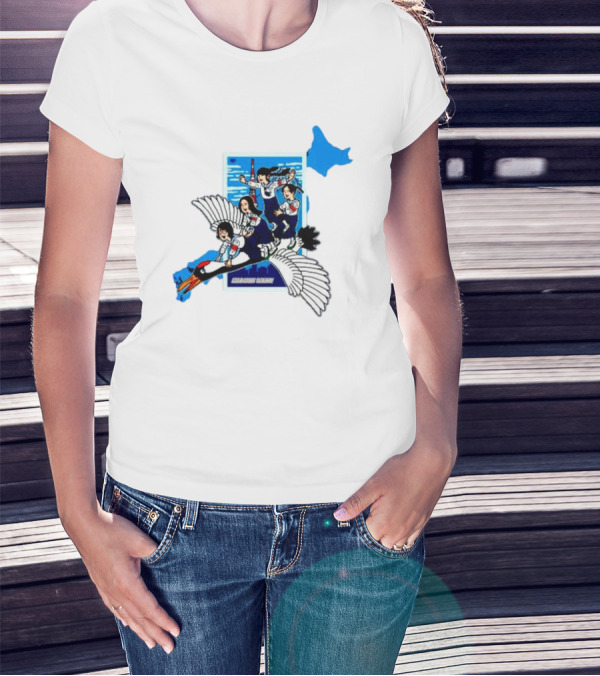 Atarashii Gakko Navy Crane Riding Cartoon Adventure T-Shirt