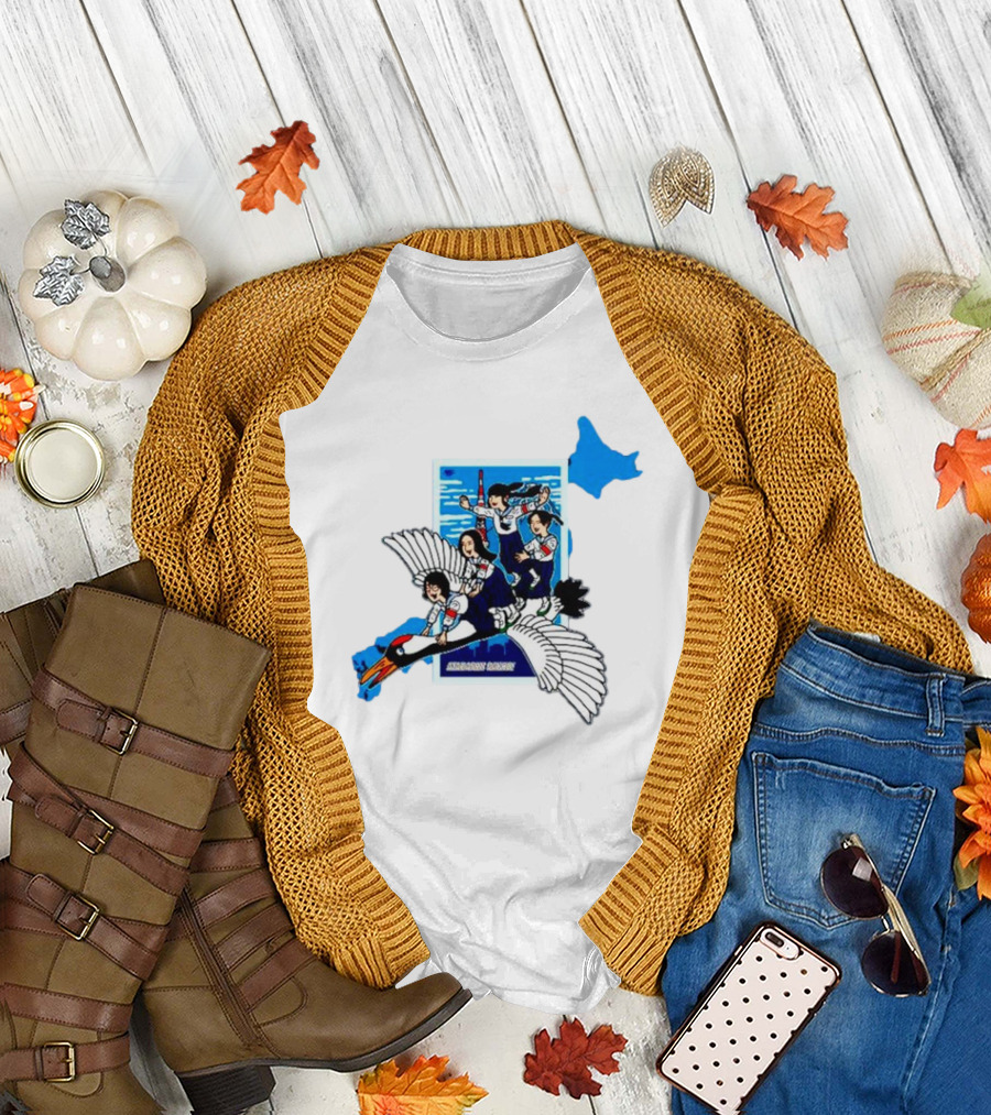 Atarashii Gakko Navy Crane Riding Cartoon Adventure T-Shirt