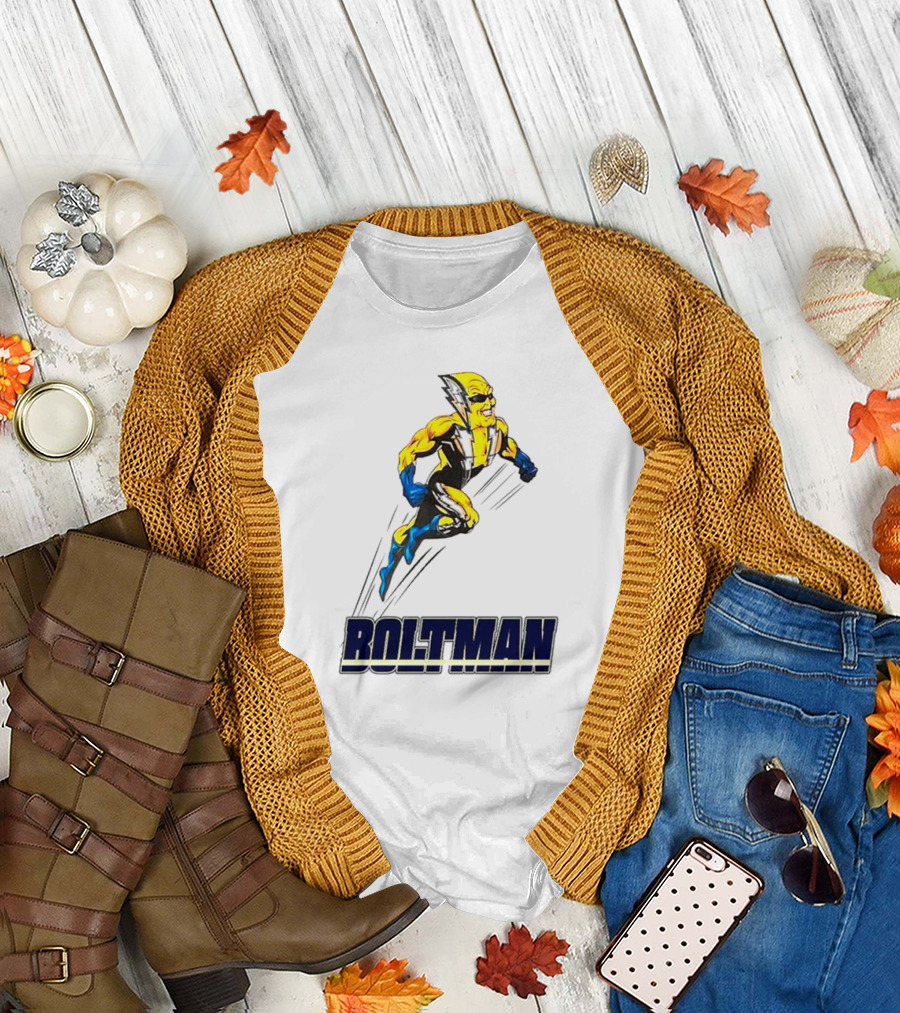 Boltman Superhero Speedster Art Yellow and Blue T-Shirt