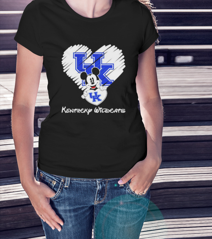 Kentucky Wildcats Heart With Mickey Mouse UK T-Shirt