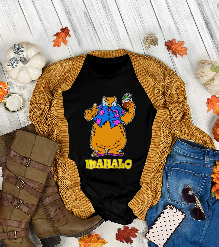 Tammy Mahalo Tropical Bear in Hawaiian Shirt with Drink T-Shirt