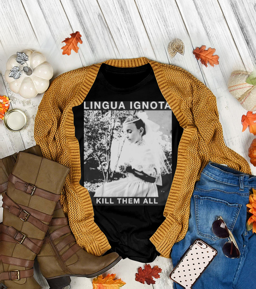 LINGUA IGNOTA KILL THEM ALL Veiled Bride Prayerful Pose T-Shirt