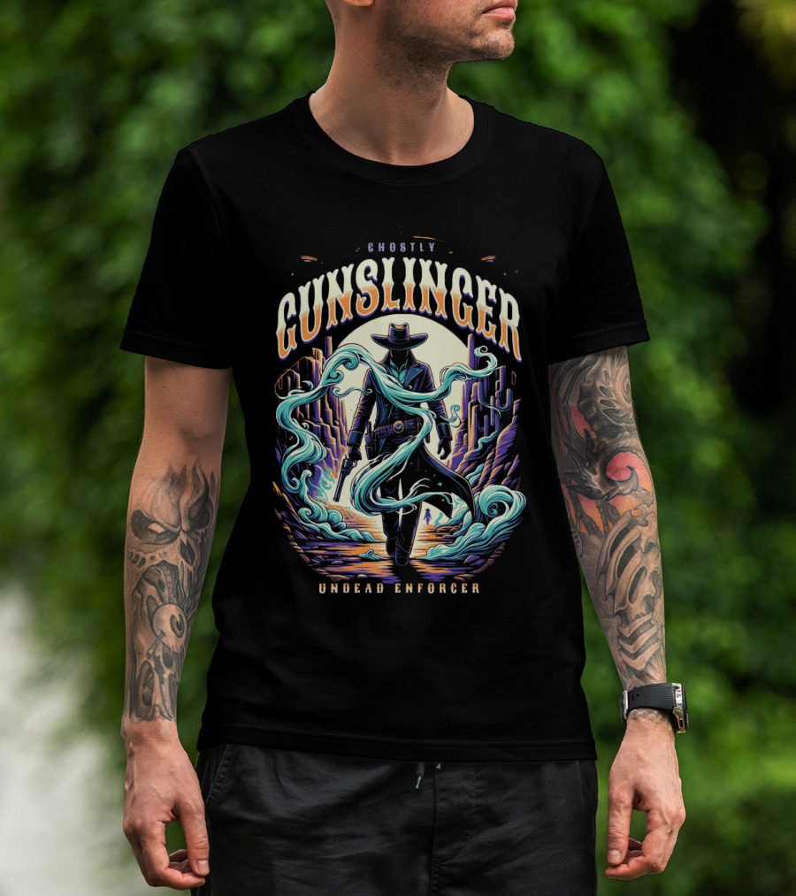 Ghostly Gunslinger Undead Enforcer T-Shirt