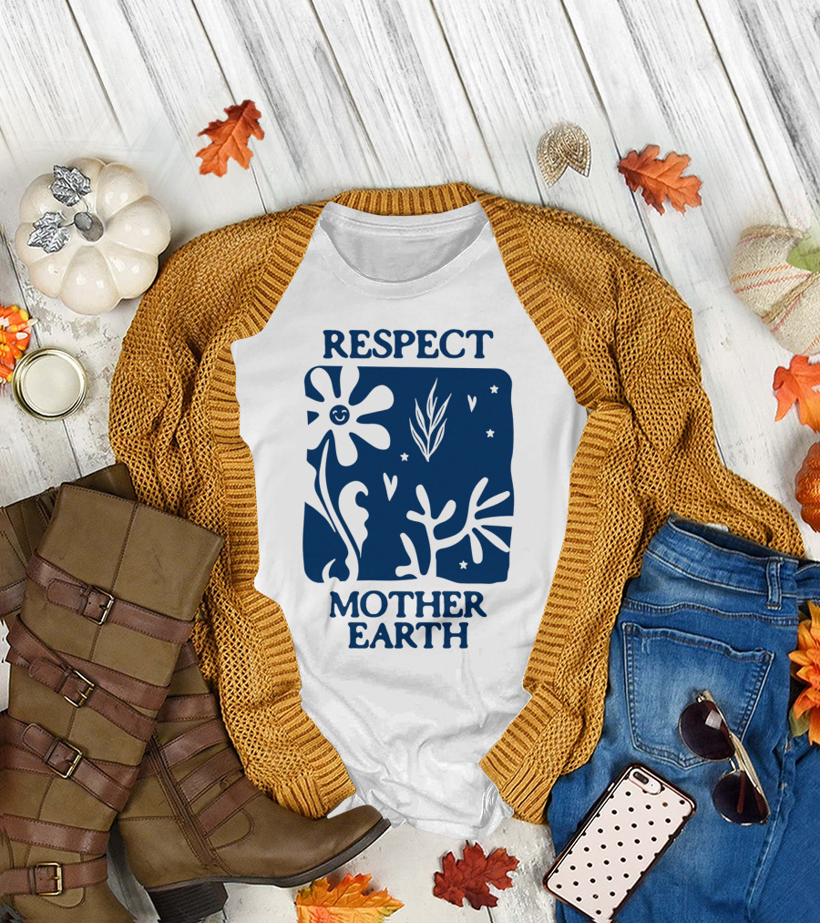 Respect Mother Earth Flower Stars Boho T-Shirt