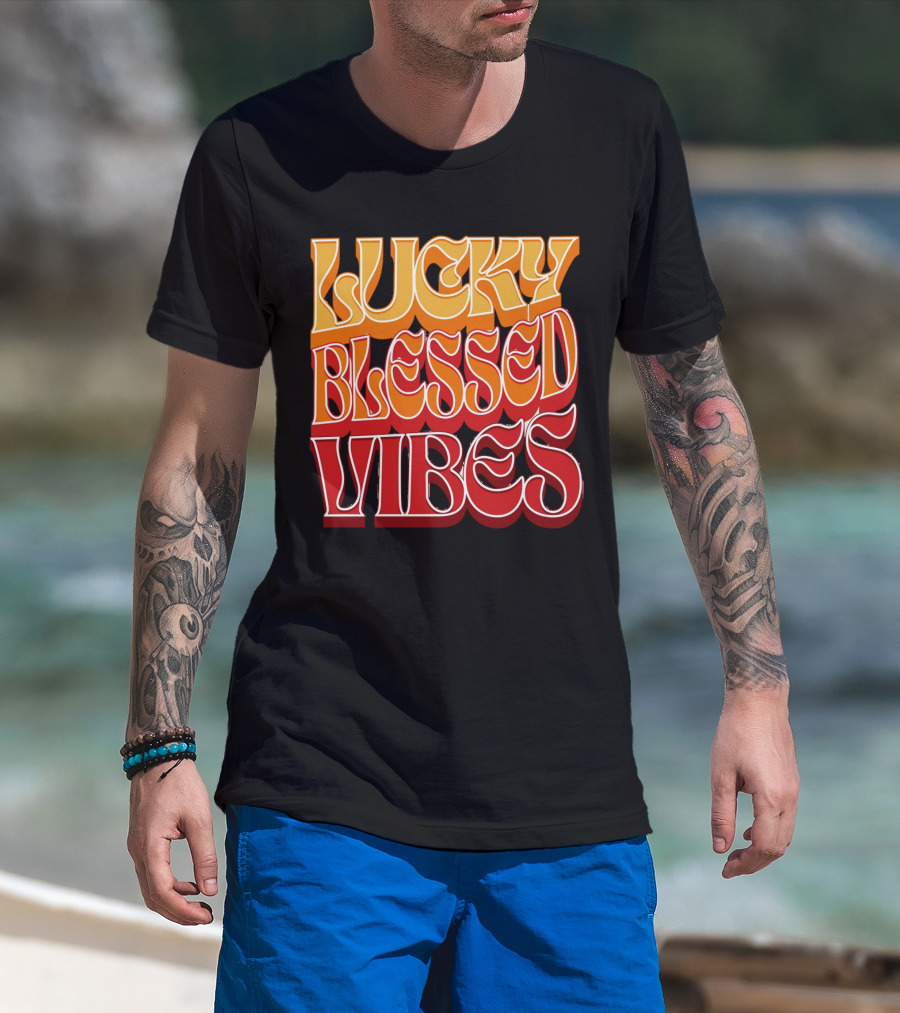 Lucky Blessed Vibes Retro T-Shirt