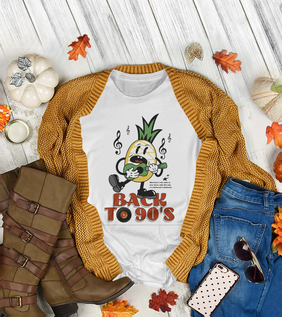 BACK TO 90'S Retro Music Pineapple Guitar Player T-Shirt