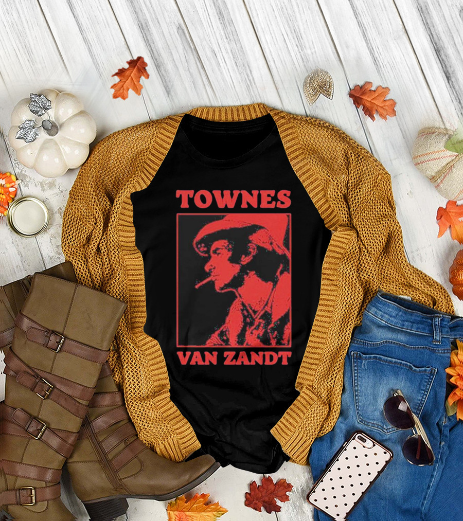 TOWNES VAN ZANDT VINTAGE RED SILHOUETTE IMAGE T-Shirt