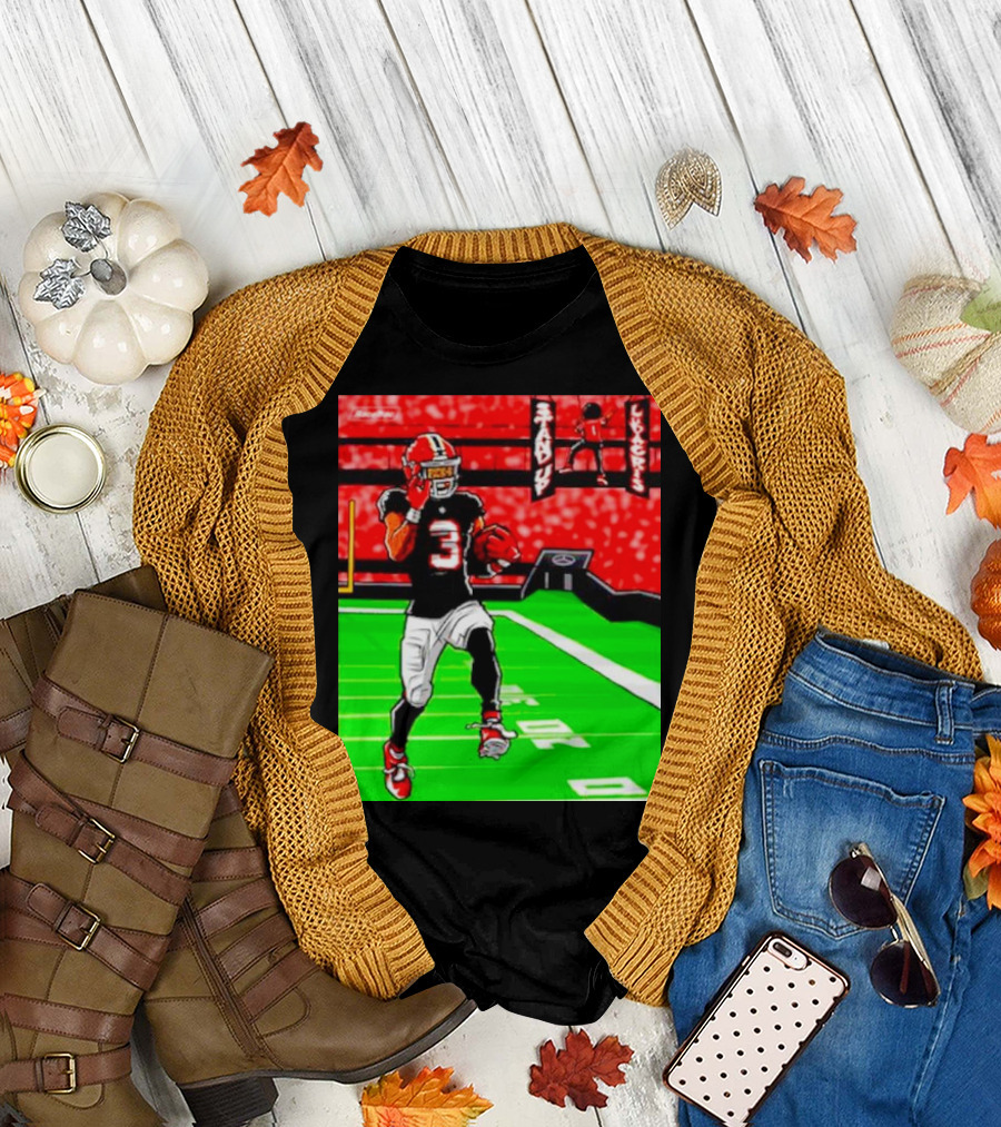 Stand Up Ludacris Football Player Number 3 on Green Field T-Shirt