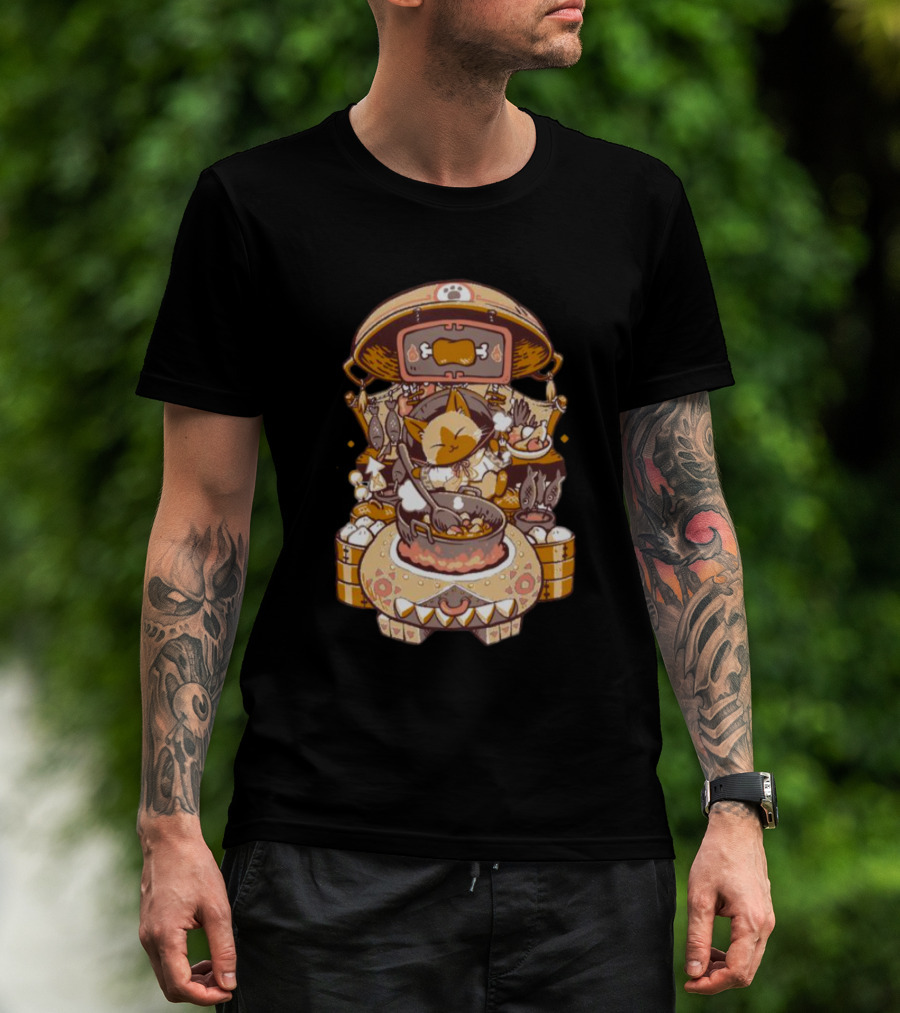 Cooking Monster Hunter Palico Eyebat Feast In Pixel T-Shirt