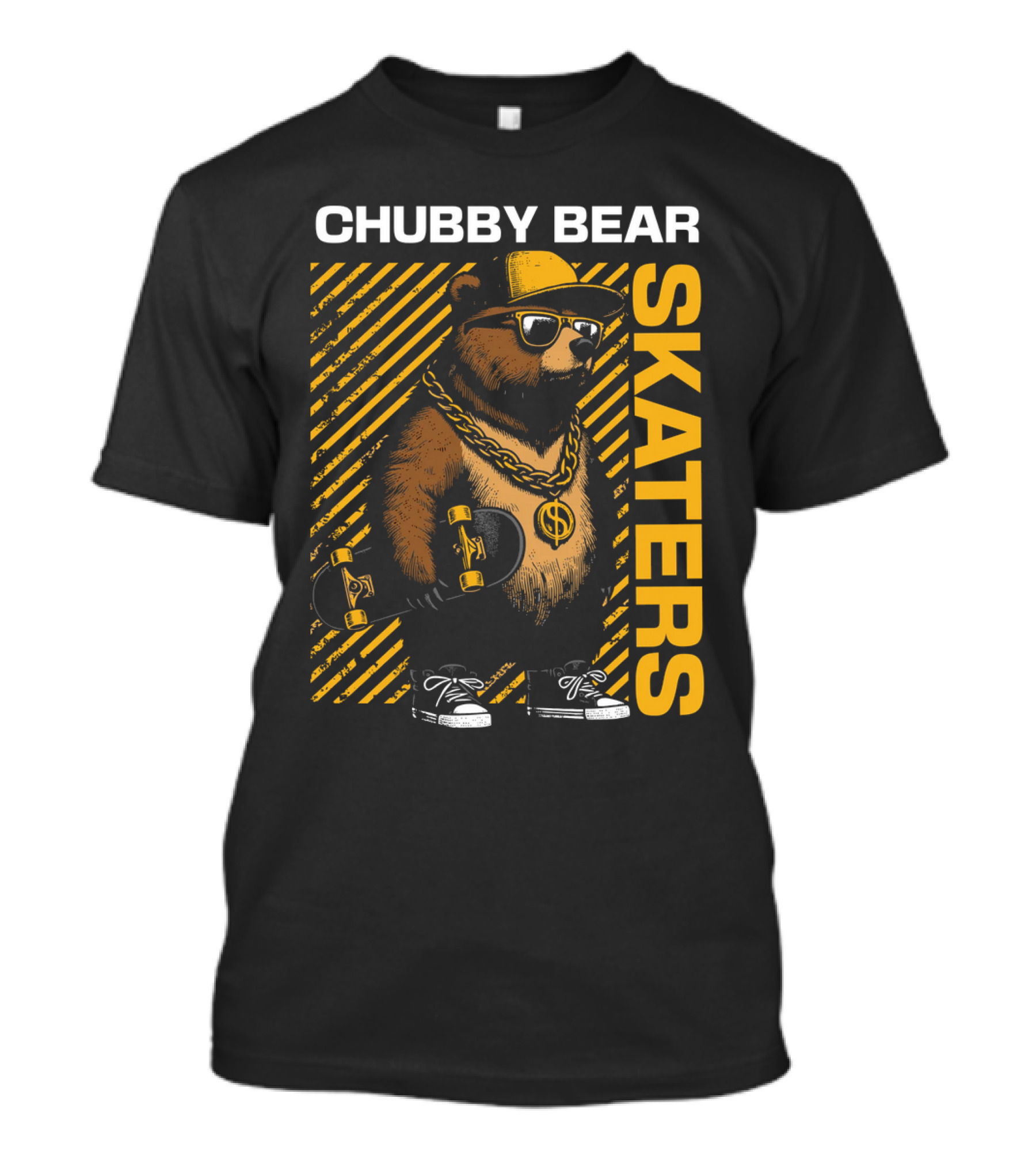 CHUBBY BEAR SKATERS Dollar Chain Sunglasses Cool Black And Yellow T-Shirt