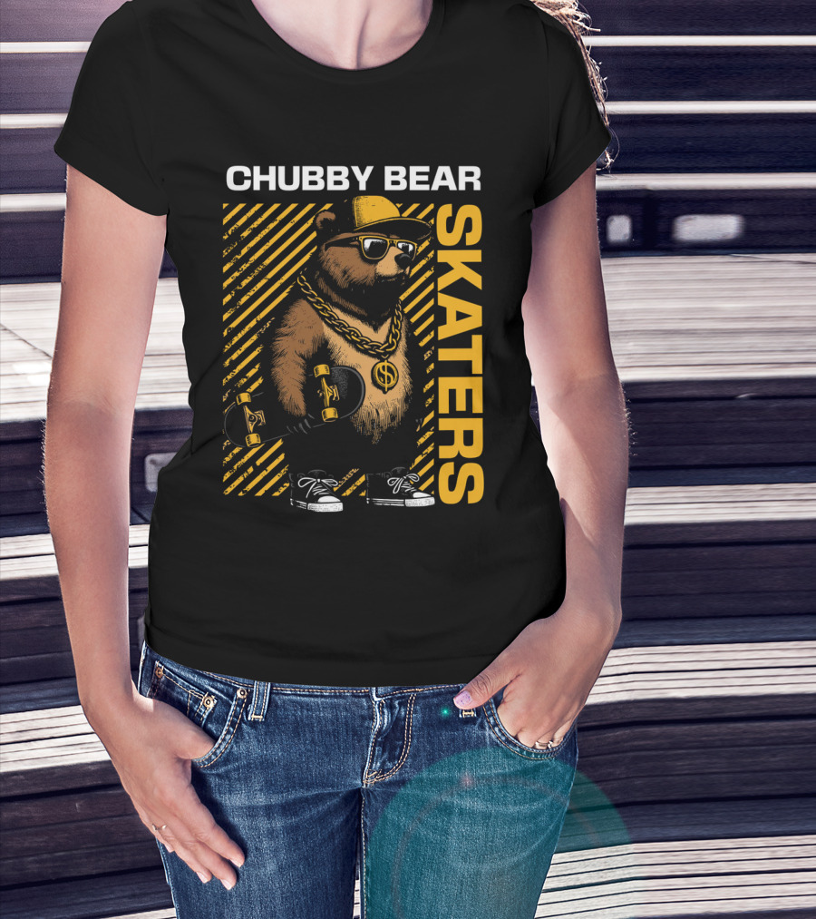 CHUBBY BEAR SKATERS Dollar Chain Sunglasses Cool Black And Yellow T-Shirt